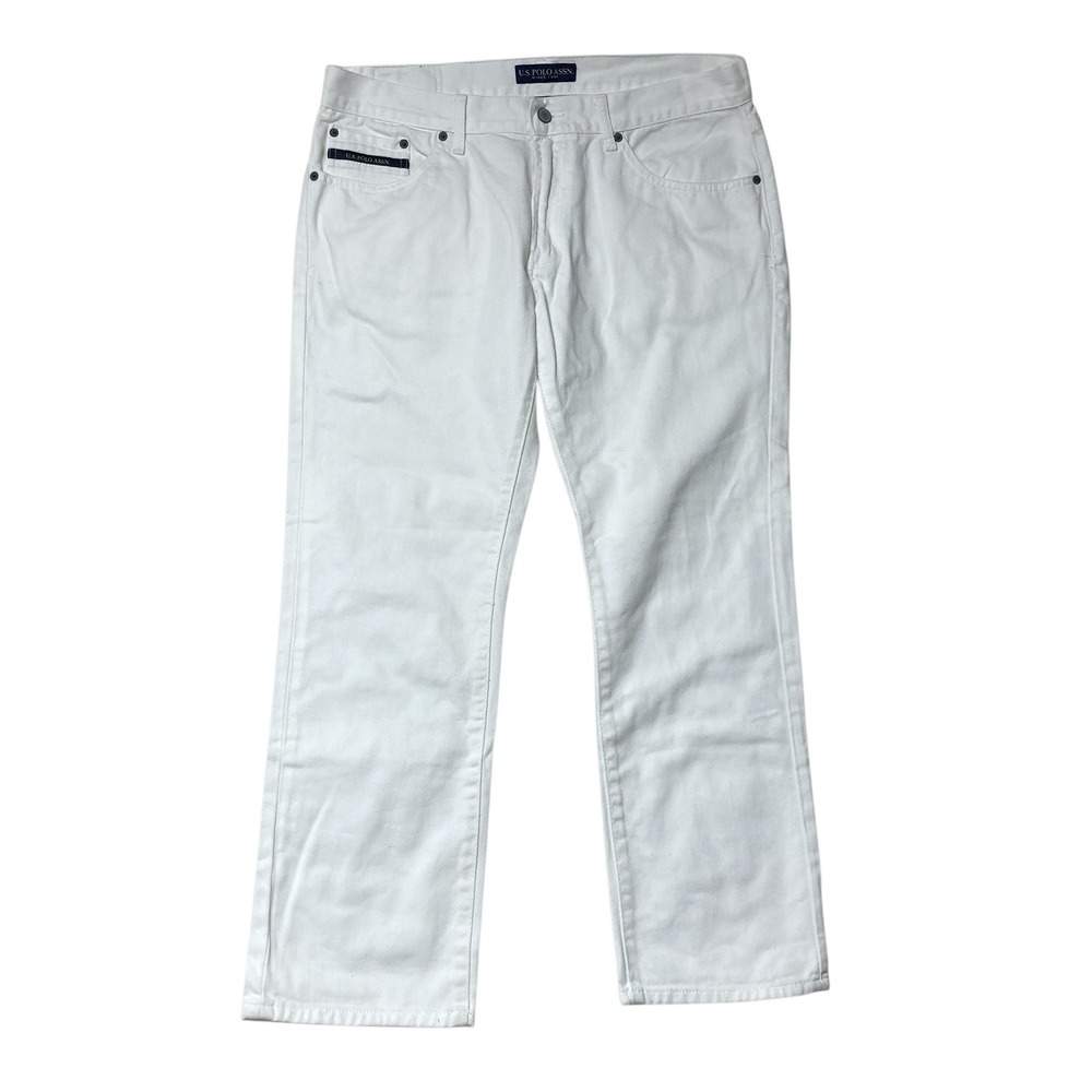 U.S. POLO ASSN. Mens White Denim Jeans Pants Cotton Casual Size W36 L30